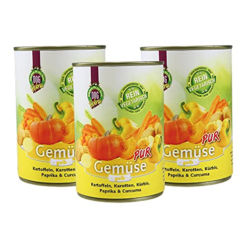 Schecker Nassfutter - 100% Gemüse pur - gelb - rein vegetarisch - ideal zum Barfen/Schonkost - Diätfutter für Hunde 3 x 410g von Schecker