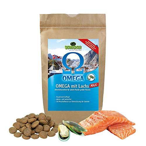 Schecker Trockenfutter - OMEGA mit Lachs - MAXI - speziell für ausgewachsene Hunde großer Rassen - 3 kg - gutenfrei - weizenfrei von Schecker