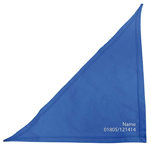 Schecker Royalblau 65cm Besticktes Hundehalstuch - Bandana Bestickt mit dem Hundenamen und Tel. Nr. - hochwertig - waschbar - individuell von Schecker