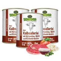 Schecker - Schecker Hundemenü - Kalbsallerlei mit Hüttenkäse, Apfel und Küchenkräutern [3 x 820g] von Schecker