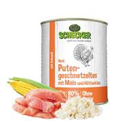 Schecker - Schecker Hundemenü - Putengeschnetzeltes mit Mais und Hüttenkäse [1 x 820g] von Schecker