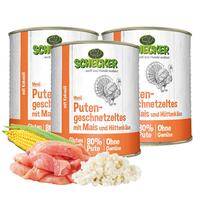 Schecker - Schecker Hundemenü - Putengeschnetzeltes mit Mais und Hüttenkäse [3 x 820g] von Schecker