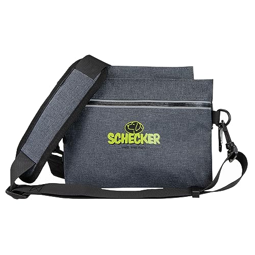 Schecker Trainingstasche MULTI - Leckerli Tasche - Gürteltasche - grau - 23 x 18 m - mit Bauchgurt und Schultergurt von Schecker