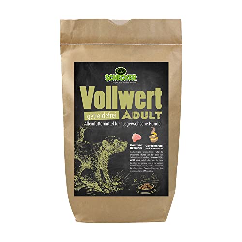 Schecker Trockenfutter - VOLLWERT Adult - 100% getreidefrei - für empfindliche Hunde - alleinige tierische Proteinquelle ist Geflügel - 6 kg von Schecker