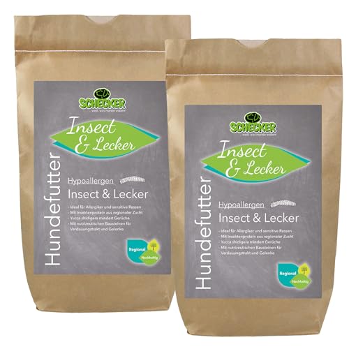 Schecker Trockenfutter für Hunde - hpoallergen Insect & Lecker - vollwertig - alternativ - mit Insektenprotein - 24 kg von Schecker