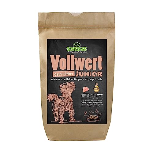 Schecker Trockenfutter mit Geflügel - Hundefutter VOLLWERT Junior - Welpe - getreidefrei - 6 kg von Schecker