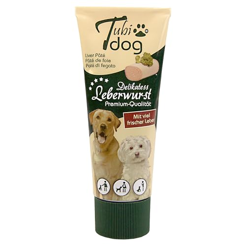 Tubi Dog Leberwurst - in Metalltube als Versteck für Medikamente oder zum Hundetraining - 5 x 75g von Schecker