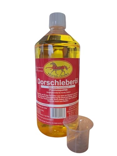 Horse-Direkt Dorschöl für Hunde, Katzen und Pferde, reines Fischöl, Barf Öl ohne Zusätze natürliches Einzelfuttermittel, 1 Liter von Scheidler horse-direkt