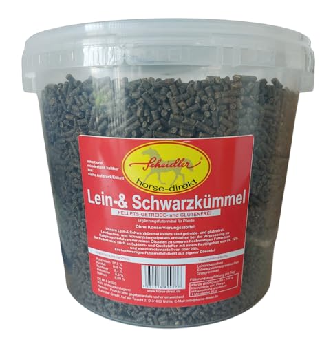 Scheidler horse-direkt Lein- u. Schwarzkümmel Pellets in einem Produkt 3000g Eimer, für Pferde Getreide- und glutenfrei und rein natürlich ohne Zusatzstoffe aus eigener Ölmühle von Scheidler horse-direkt