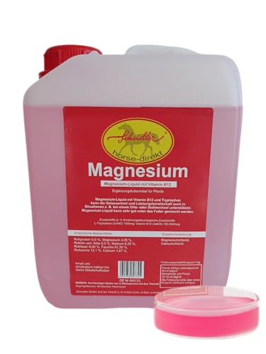 Scheidler horse-direkt Magnesium Liquid 2,5L Kanister für Pferde, Ponys Plus Vitamin B12 Komplex - Ergänzungsfuttermittel für Pferde, mit L-Tryptophan von Scheidler horse-direkt