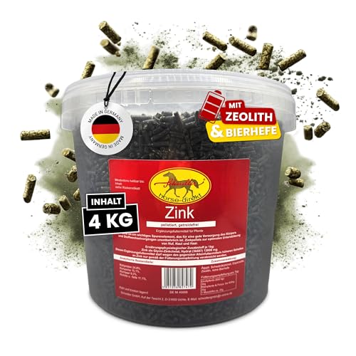 Scheidler horse-direkt Zink Komplex für Pferde - 4kg Pellets Eimer hochdosiert für Huf, Haut & Fell – Mit Bierhefe, Zeolith, Esparsette & Schwarzkümmel – Getreidefrei - Alle wichtigen Mineralien von Scheidler horse-direkt