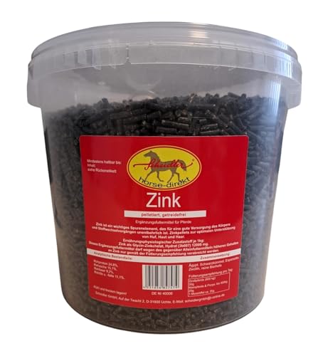 Scheidler horse-direkt Zink pelletiert für Pferde, 4000g Eimer, Melasse- und Getreidefrei – Zink-Pellets für Regeneration, Huf, Haut und Haar - Ergänzungsfuttermittel bei Zinkmangel für Pferde von Scheidler horse-direkt