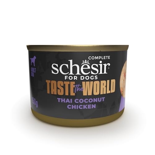 Schesir Taste The World Geschmack Huhn Thai Coconut, Nassfutter für Hunde (8 Dosen à 150 g) von Schesir