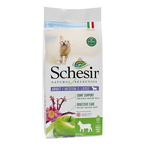 Schesir, Alleinfuttermittel für ausgewachsene Hunde mittlerer Größe, natürliche Selection Linie mit hohem Lammgehalt, Kroketten - Beutelformat 9,6 kg von Schesir