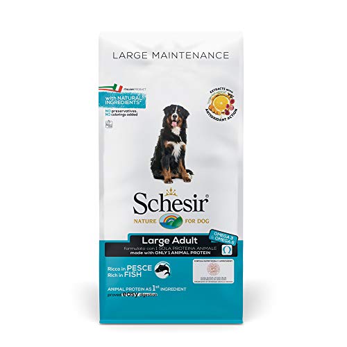 Schesir, Futter für ausgewachsene Hunde, groß, Geschmack Fisch, Pflege, Kroketten – Beutelformat mit 12 kg von Schesir