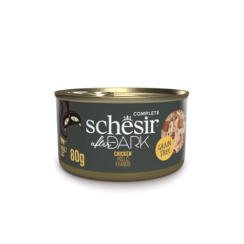 Schesir After Dark, Hähnchenfilets, komplettes Nassfutter für Katzen, 12 Dosen x 80 g von Schesir