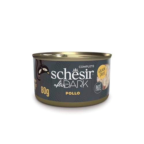 Schesir After Dark, Geschmack Huhn in Pastete, Nassfutter für Erwachsene Katzen (12 Dosen à 80 g) von Schesir