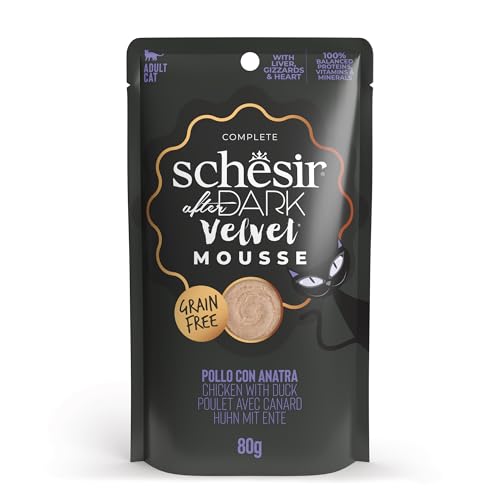 Schesir After Dark, Geschmack Huhn mit Mousse, komplettes Nassfutter für Erwachsene Katzen (Beutel 12 x 80 g) von Schesir