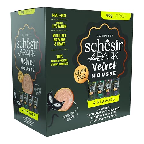 Schesir After Dark, Variety Pack in Mousse, Nassfutter für Katzen (Bustine12 x 80g) von Schesir