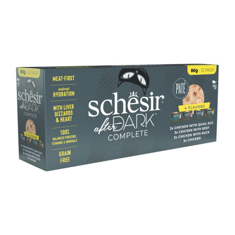 Schesir After Dark Complete Paté 12 x 80 g - Mixpaket (4 Sorten) von Schesir