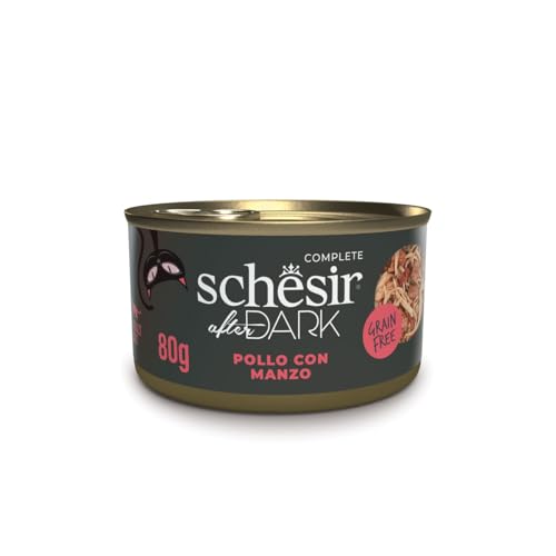 Schesir After Dark Komplettnahrung für ausgewachsene Katzen, Filets (12 Dosen à 80 g) von Schesir