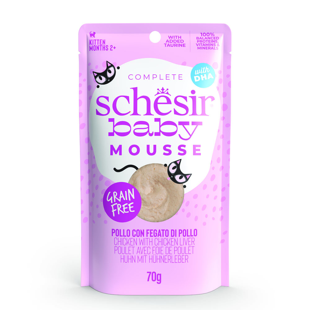 Schesir Baby Mousse 12 x 70 g - Huhn mit Hühnerleber von Schesir