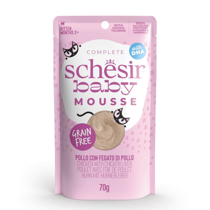 Schesir Baby Mousse 12 x 70 g - Huhn mit Hühnerleber von Schesir