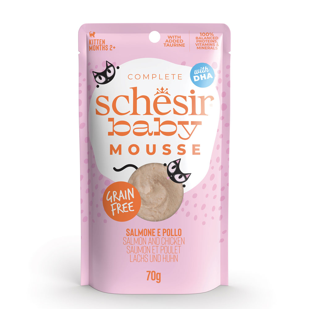 Schesir Baby Mousse 12 x 70 g - Lachs und Huhn von Schesir