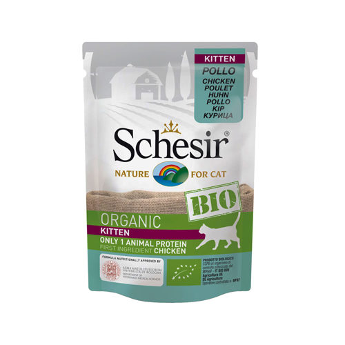 Schesir Bio Kitten Katzenfutter - Frischebeutel - Huhn - 16 x 85 g von Schesir