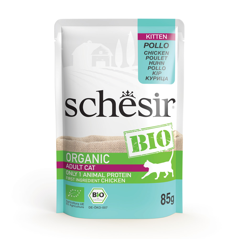 Schesir Bio Pouch 24 x 85 g - Kitten Bio-Huhn von Schesir