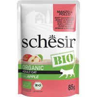 Schesir Bio Pouch 8 x 85 g - Bio-Rind und Bio-Huhn mit Bio-Apfel von Schesir