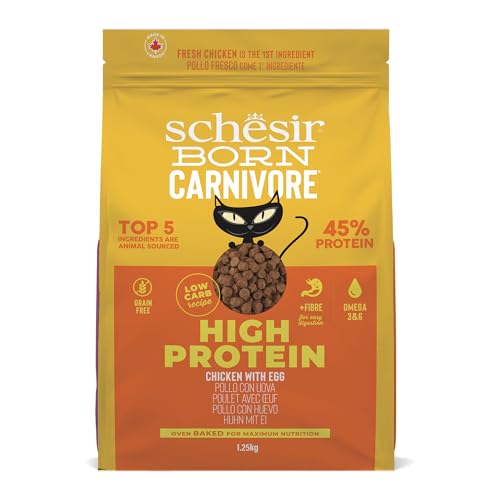 Schesir Born Carnivore Huhn und Ei, Trockenfutter für ausgewachsene Katzen, gebacken (Beutel mit 1,25 kg) von Schesir