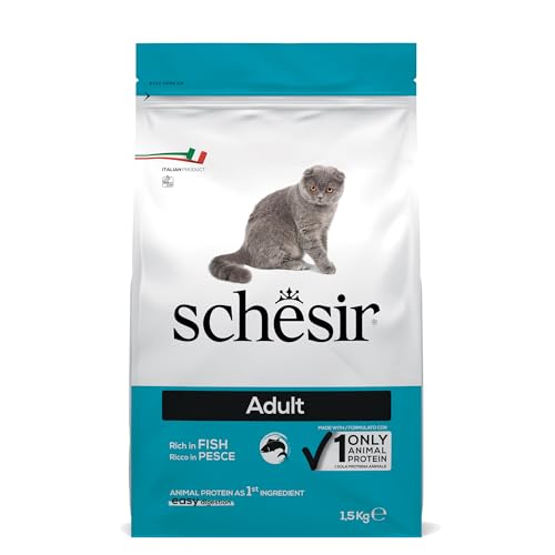 Schesir Cat Adult Maintenance Fisch, Katzenfutter trocken für erwachsene Katzen, Beutel, 1.5 kg von Schesir