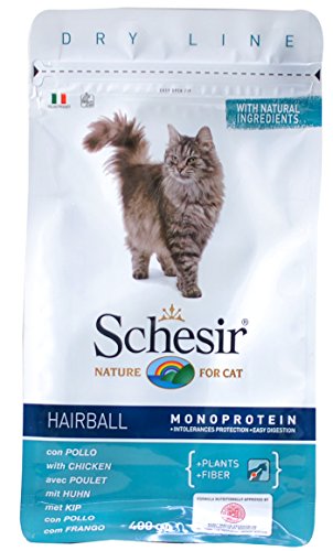 Schesir Cat Adult Maintenance Hairball mit Huhn, Katzenfutter trocken für Erwachsene Katzen, Trockenfutter im Beutel, 1er Pack (1 x 400 g) von Schesir