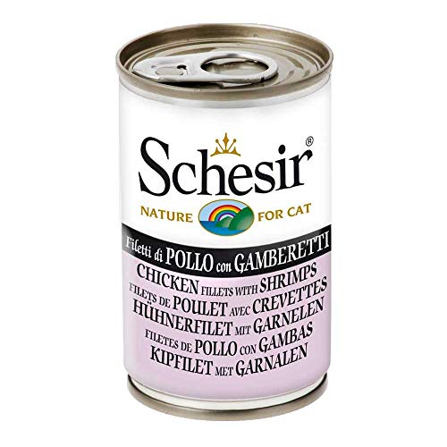 Schesir Cat Jelly Hühnerfilet mit Garnele, Katzenfutter nass in Gelee, 24 Dosen x 140 g von Schesir