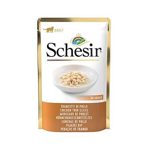 Schesir Cat Sauce Hühnchen-Geschnetzeltes mit Reis, Katzenfutter nass in Soße, 20 Beutel x 85 g von Schesir