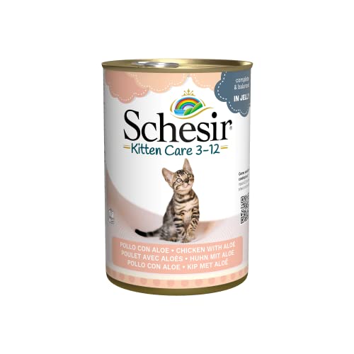 Schesir Cat Jelly Kitten Thunfisch mit Aloe Vera, Katzenfutter nass für Kätzchen in Gelee, 24 Dosen x 140 g von Schesir