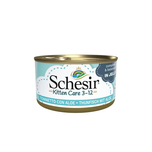 Schesir Cat Jelly Kitten Thunfisch mit Aloe Vera , Katzenfutter nass für Kätzchen in Gelee, 24 Dosen x 85 g von Schesir