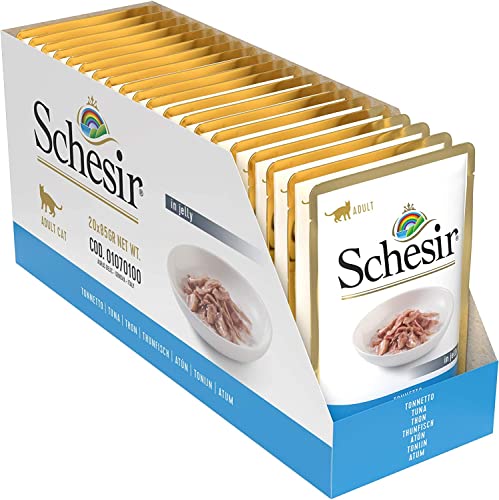 Schesir Cat Jelly Thunfisch, Katzenfutter nass in Gelee, 20 Beutel x 85 g von Schesir