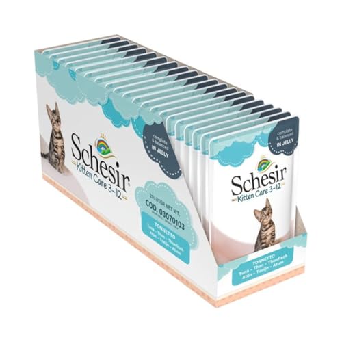 Schesir Cat Kitten Thunfisch, Katzenfutter nass für Kätzchen, 20 Beutel x 85 g von Schesir