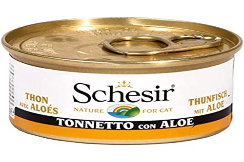 Schesir Cat Jelly Thunfisch mit Aloe Vera , Katzenfutter nass in Gelee, 24 Dosen x 85 g von Schesir