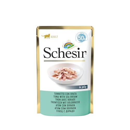 Schesir Cat Jelly Thunfisch mit Goldbrasse, Katzenfutter nass, 30 Beutel x 50 g von Schesir