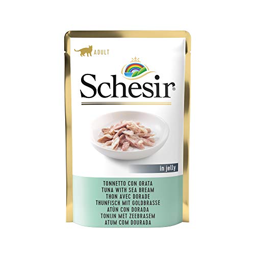 Schesir Cat Jelly Thunfisch mit Goldbrasse, Katzenfutter nass, 20 Beutel x 85 g von Schesir