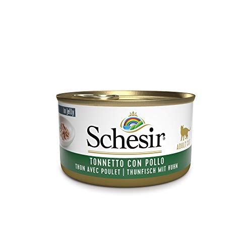 Schesir Cat Jelly Thunfisch mit Huhn, Katzenfutter nass in Gelee, 24 Dosen x 85 g von Schesir