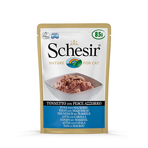 Schesir Cat Jelly Thunfisch mit Makrele, Katzenfutter nass in Gelee, 20 Beutel x 85 g von Schesir