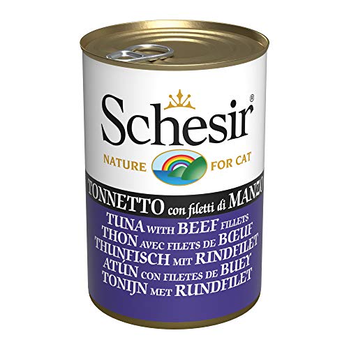 Schesir Cat Jelly Thunfisch mit Rind, Katzenfutter nass in Gelee, 24 Dosen x 140 g von Schesir