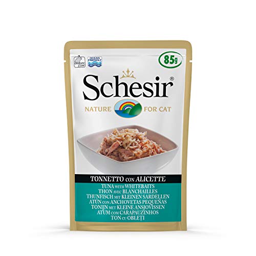 Schesir Cat Jelly Thunfisch mit Sardelle, Katzenfutter nass in Gelee, 20 Beutel x 85 g von Schesir