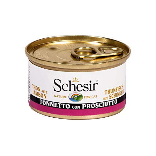 Schesir Cat Jelly Thunfisch mit Schinken, Katzenfutter nass in Gelee, 24 Dosen x 85 g von Schesir