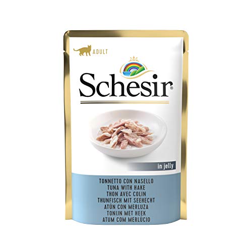 Schesir Cat Jelly Thunfisch mit Seehecht, Katzenfutter nass, 20 Beutel x 85 g von Schesir