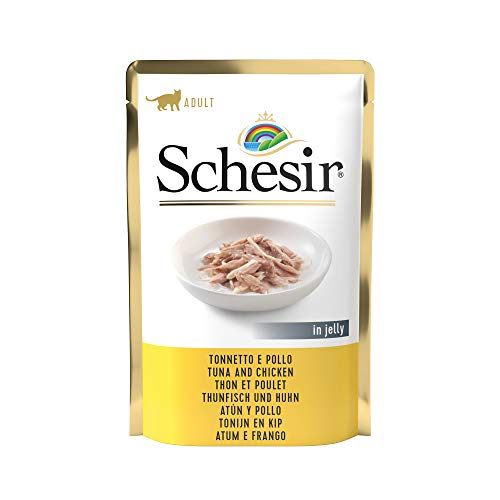 Schesir Cat Jelly Thunfisch mit Huhn, Katzenfutter nass in Gelee, 20 Beutel x 85 g von Schesir